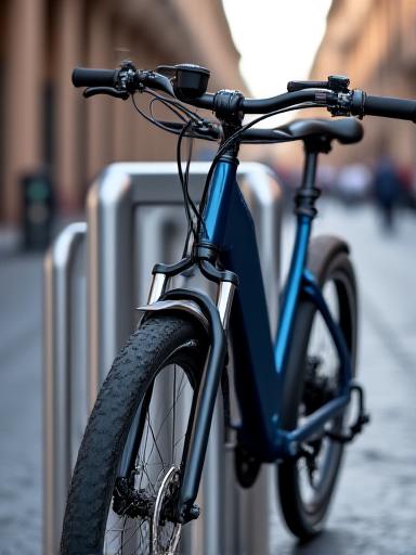 Bicicletta parcheggiata correttamente in sicurezza a Roma